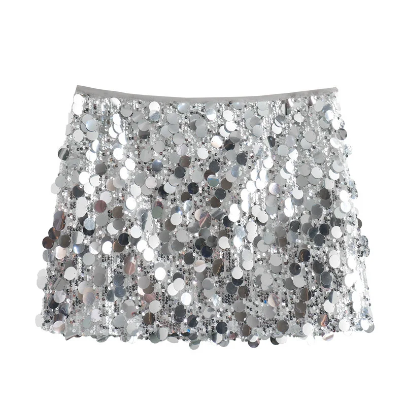 Woherb Woherb Winter New Sexy A-Line Skirt High Purse Hip Sequin Mini Skirt Female 3920139-Outfit Ideas