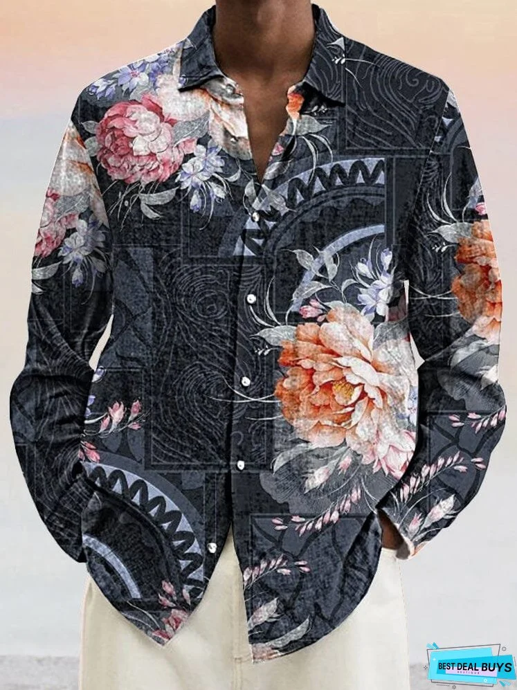 Cozy Floral Cotton Linen Shirt