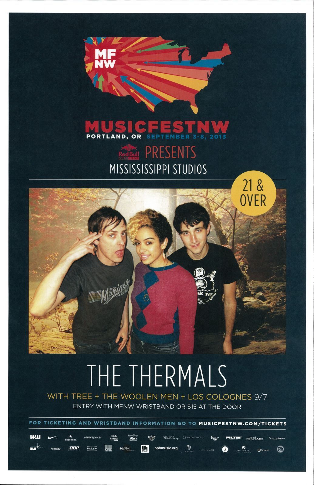 THE THERMALS 2013 Gig POSTER MFNW Portland Oregon Concert Musicfest NW