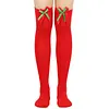 Women's Christmas Festival Bowknot Ball Striped Long Socks 