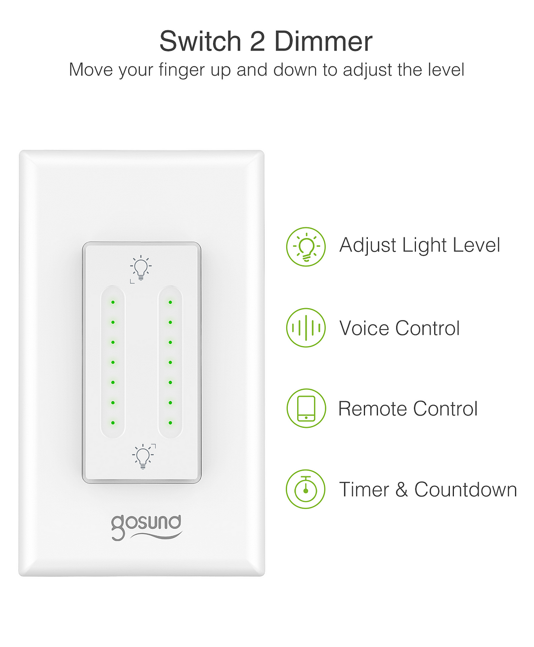 Smart Dual Dimmer Compatible with Alexa and Google Home, Single-Pole WiFi Smart Light Switch with Timer Remote and Voice Control, Neutral Wire Required