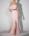 Women's Pink Off Shoulder Slit Dress