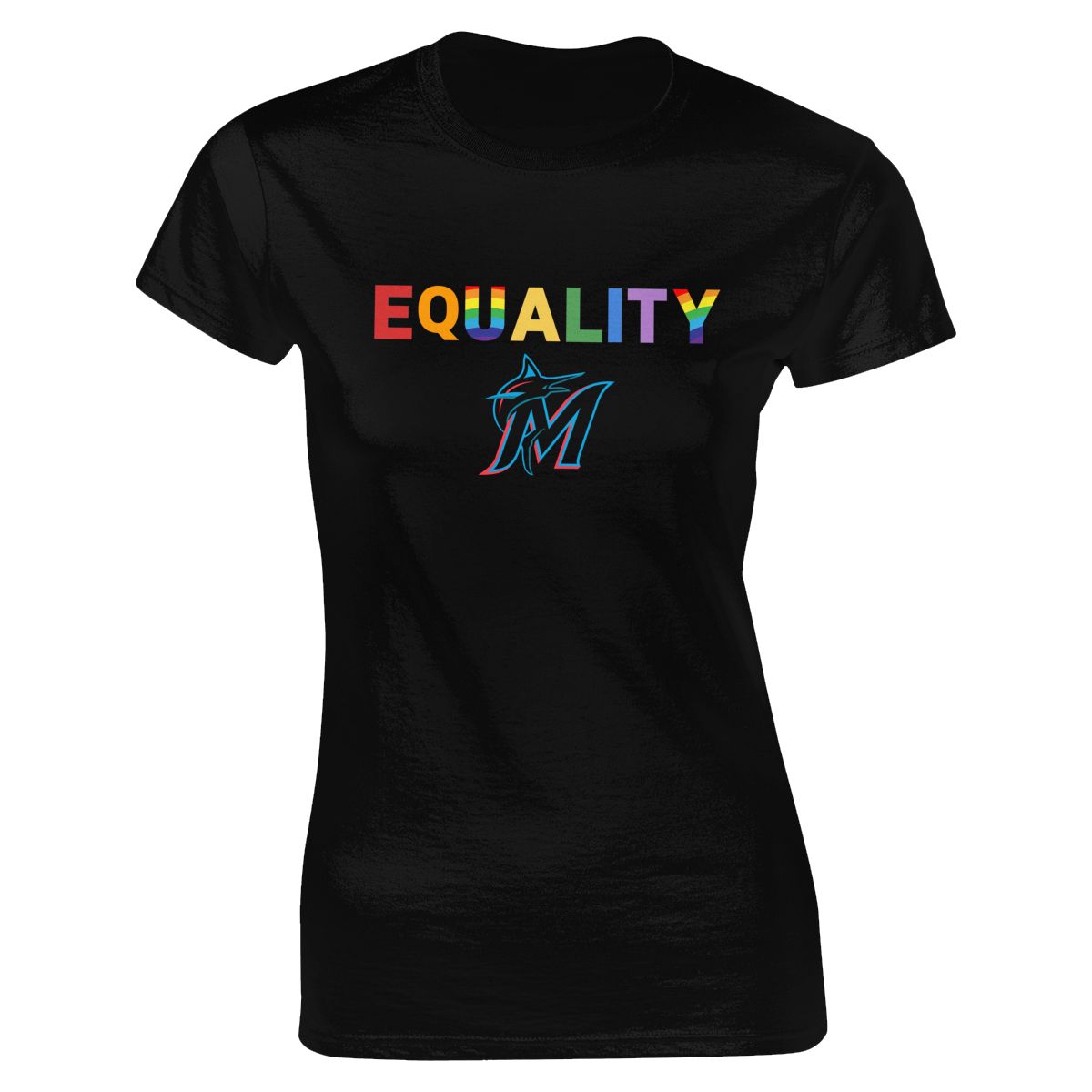 Miami Marlins Rainbow Equality Pride Women's Short-Sleeve Cotton Tee