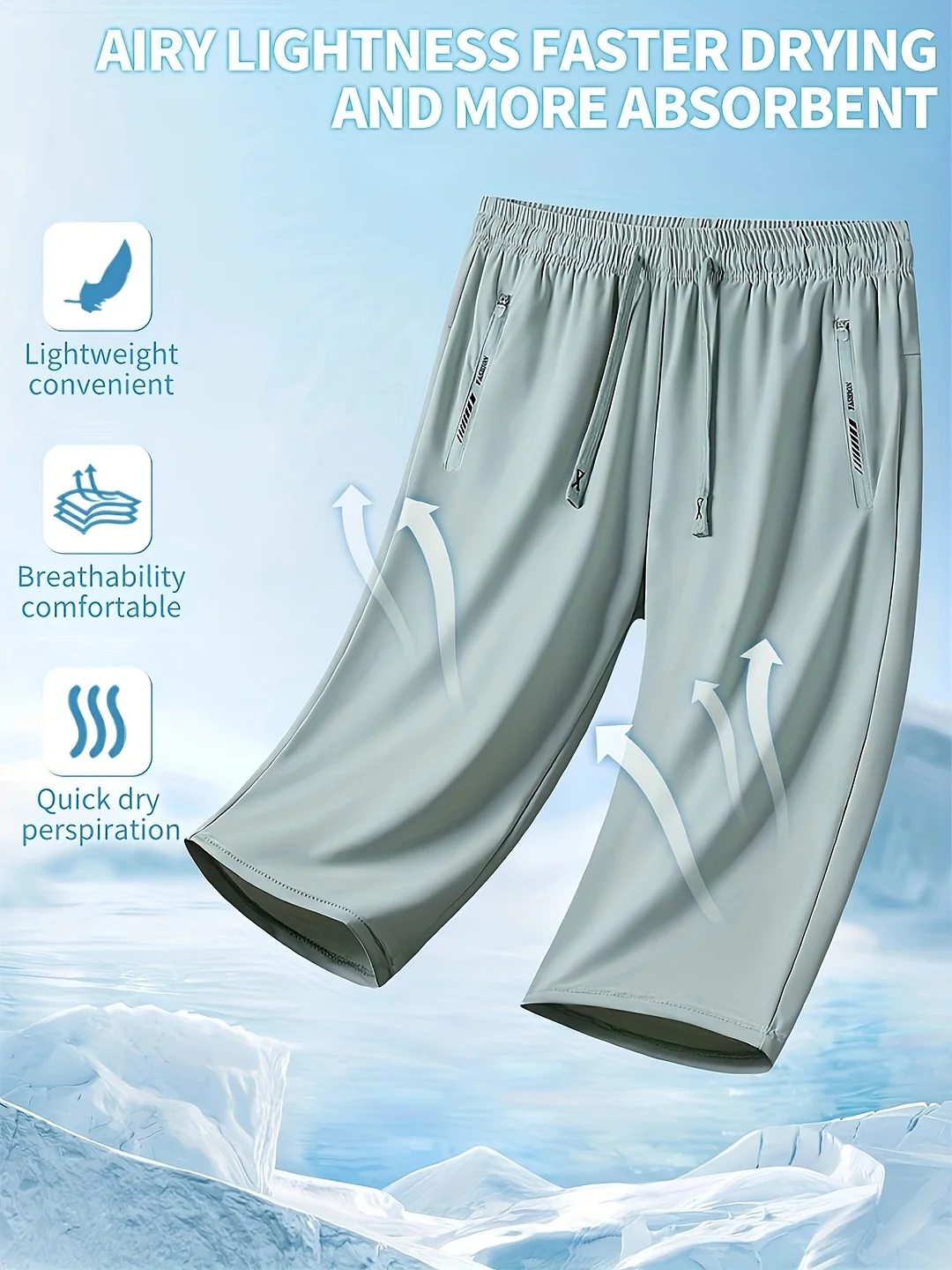 One Pair Of Summer Women's Shorts, Fashionable And Casual Three-Inch Pants For Ladies, Elastic Drawstring At The Waist, Diagonal Zipper Pocket, Pants Made Of Nylon And Spandex Medium-Elastic Fabric, Ice Silky Quick-Drying S Pants | IFYHOME