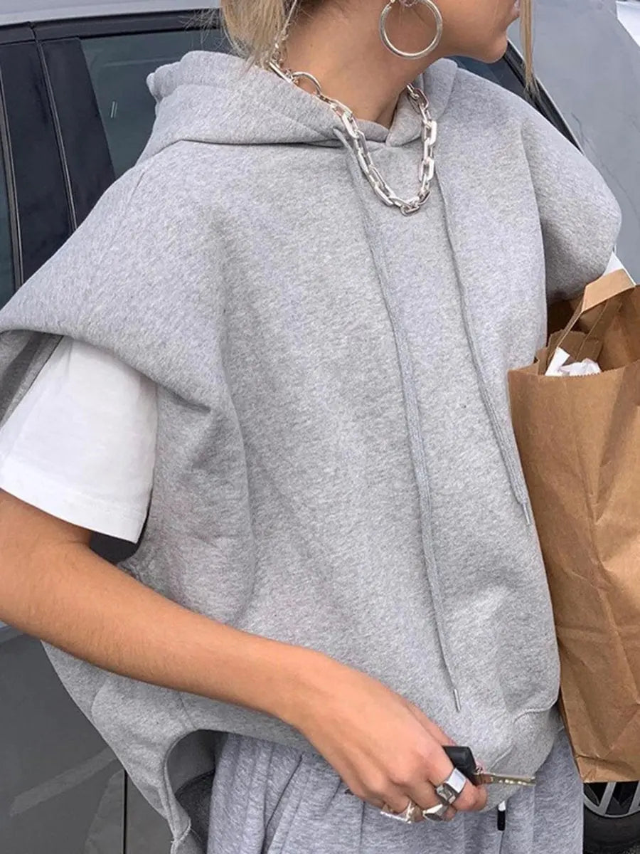 Loose Hooded Sleeveless Tank Tops
