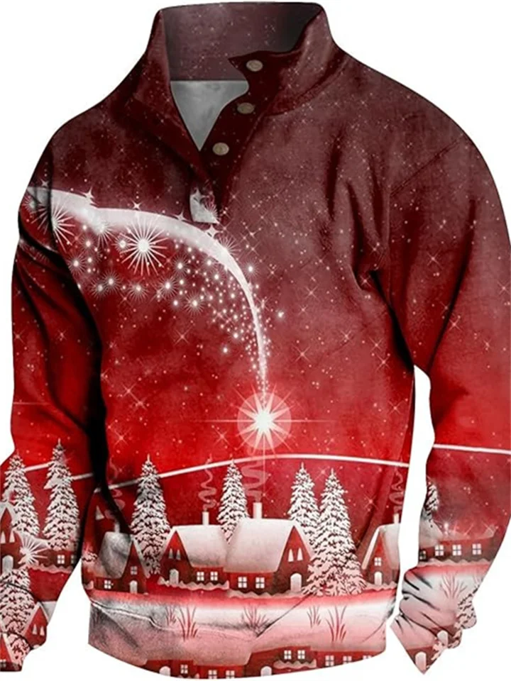 Men's Christmas 3D Printed Sweatshirt with Collar-JRSEE