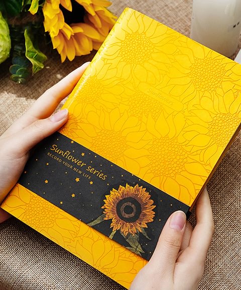 Sunflower PU Leather Lined Notebook-Himinee.com