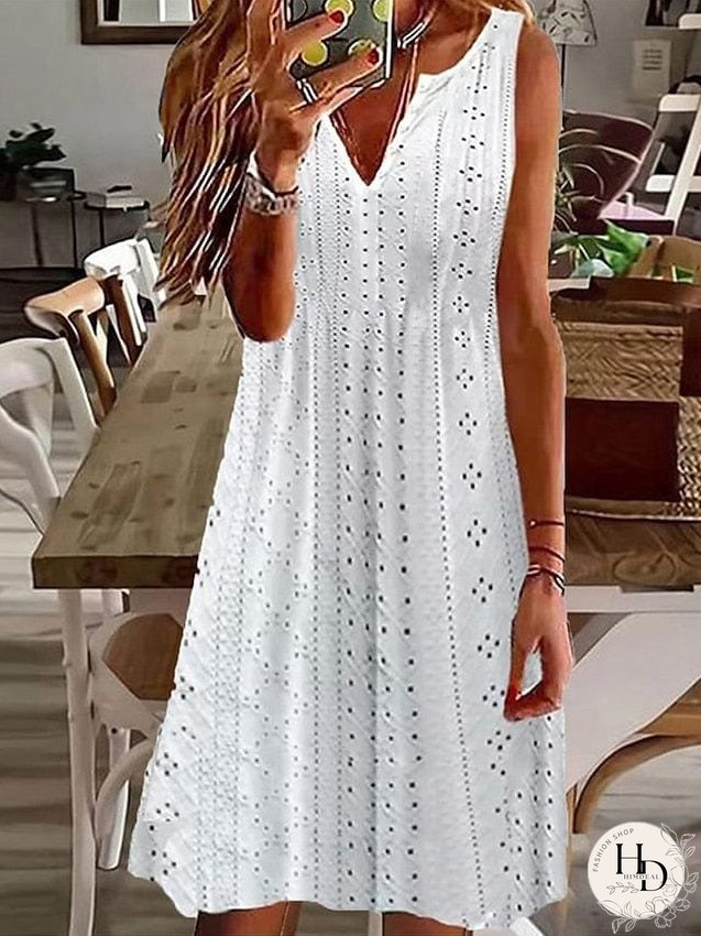 Sleeveless Cotton Linen Midi Dress for Women