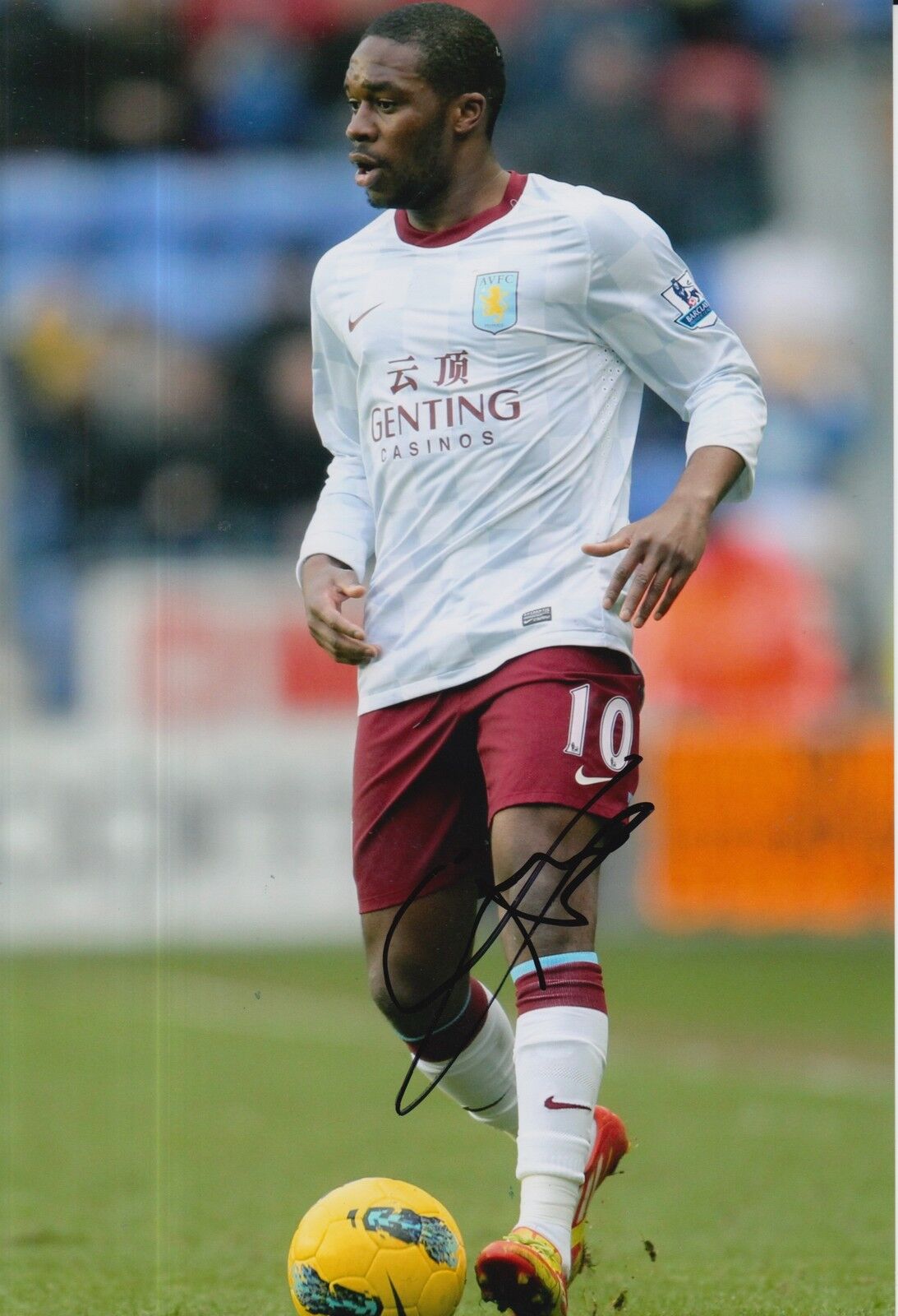 ASTON VILLA HAND SIGNED CHARLES N'ZOGBIA 12X8 Photo Poster painting.