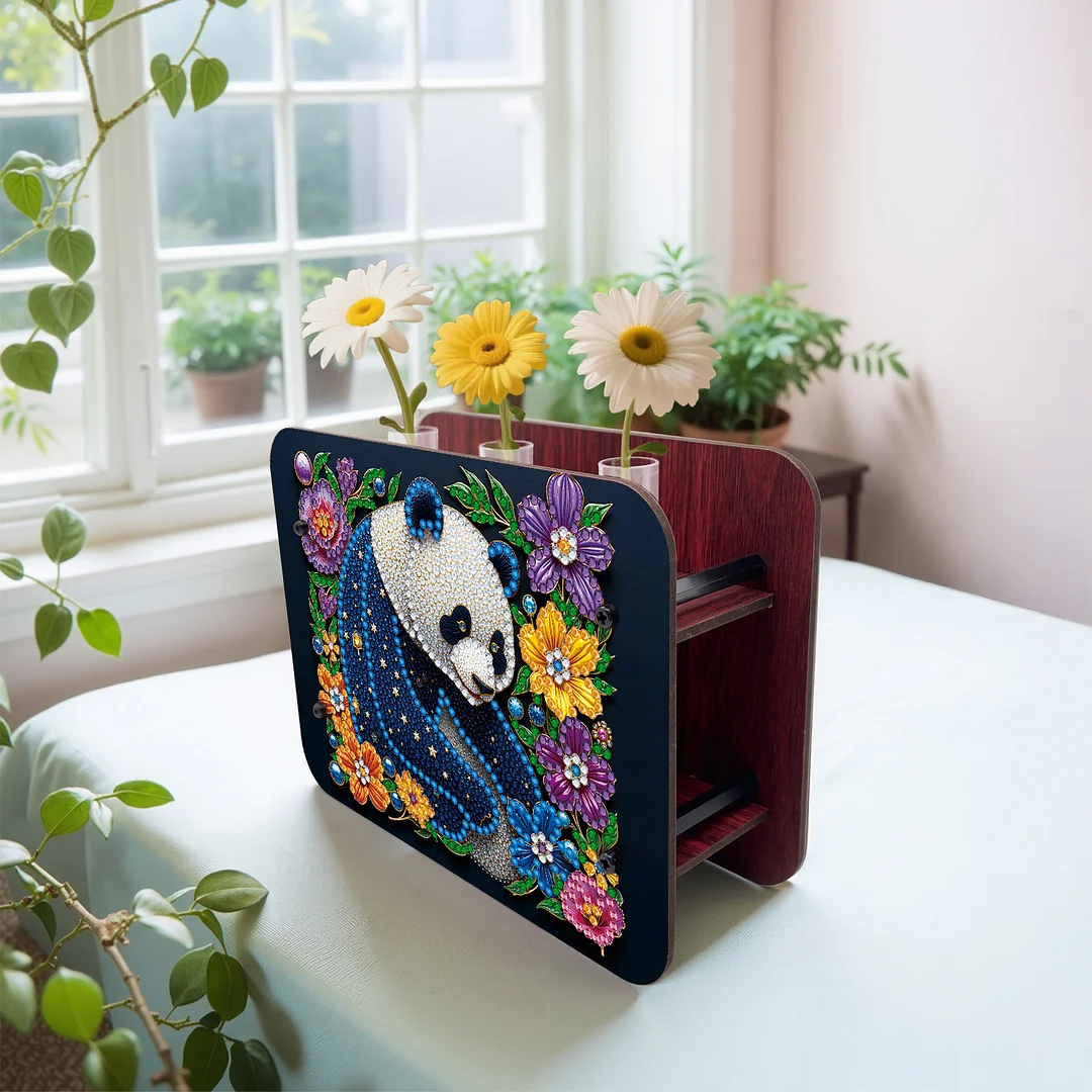Gem Panda DIY Diamond Painting Wooden Tube Vase for Adults Gift Idea Home Decor