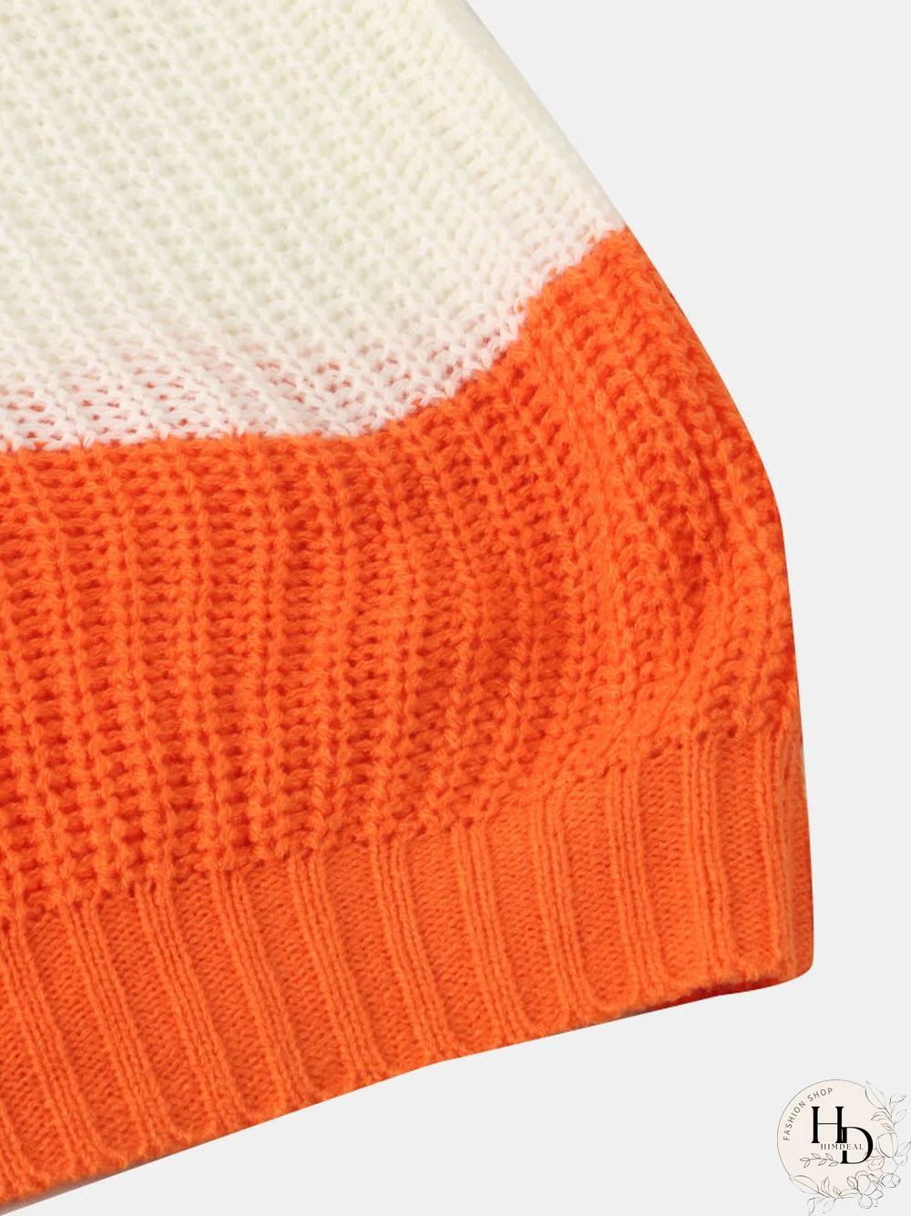 Contrast Color Stripe Long Sleeve O-neck Knit Sweater