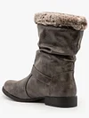 Simple Pleated Belt Buckle Suede Ankle Boots