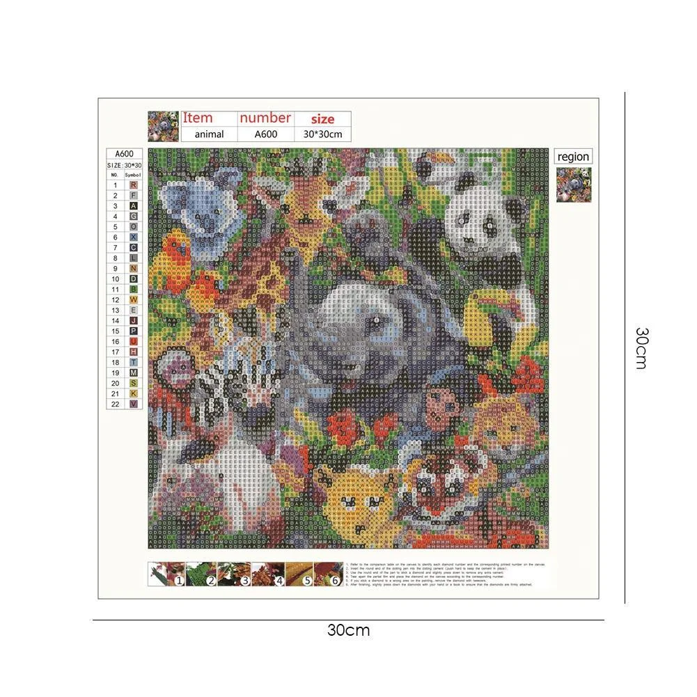 Diamond Painting - Full Round Drill - Variety of Animals(30*30cm)
