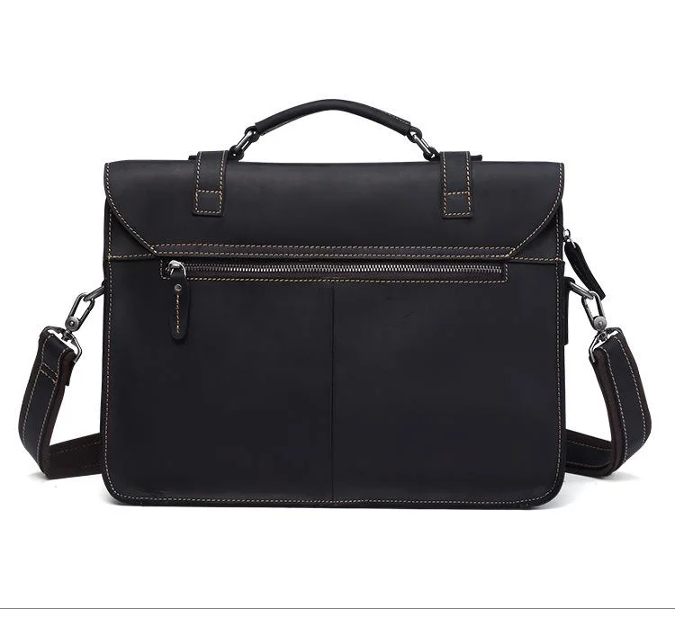 Vintage Crazy Horse Lenther Men's 14" Laptop Briefcase Bags