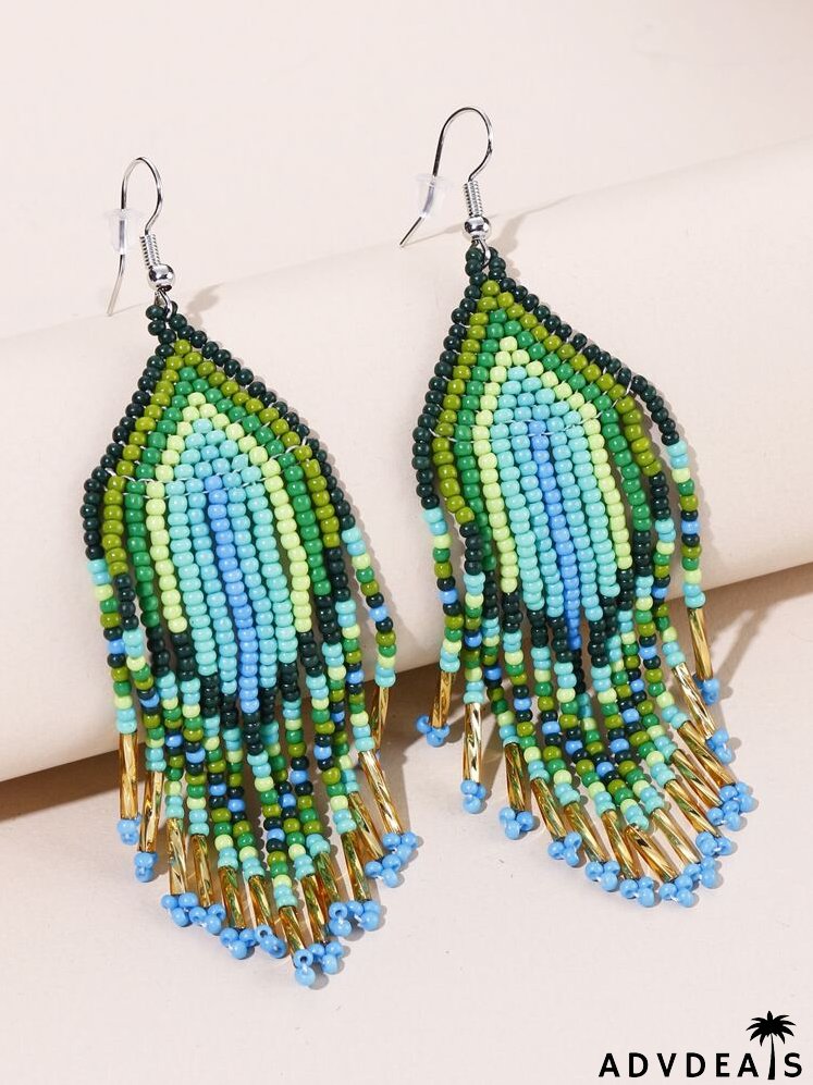 Bead Tassel Drop Earrings