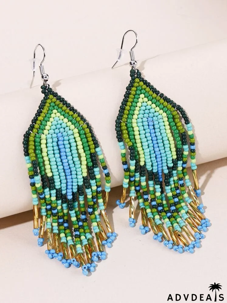 Bead Tassel Drop Earrings