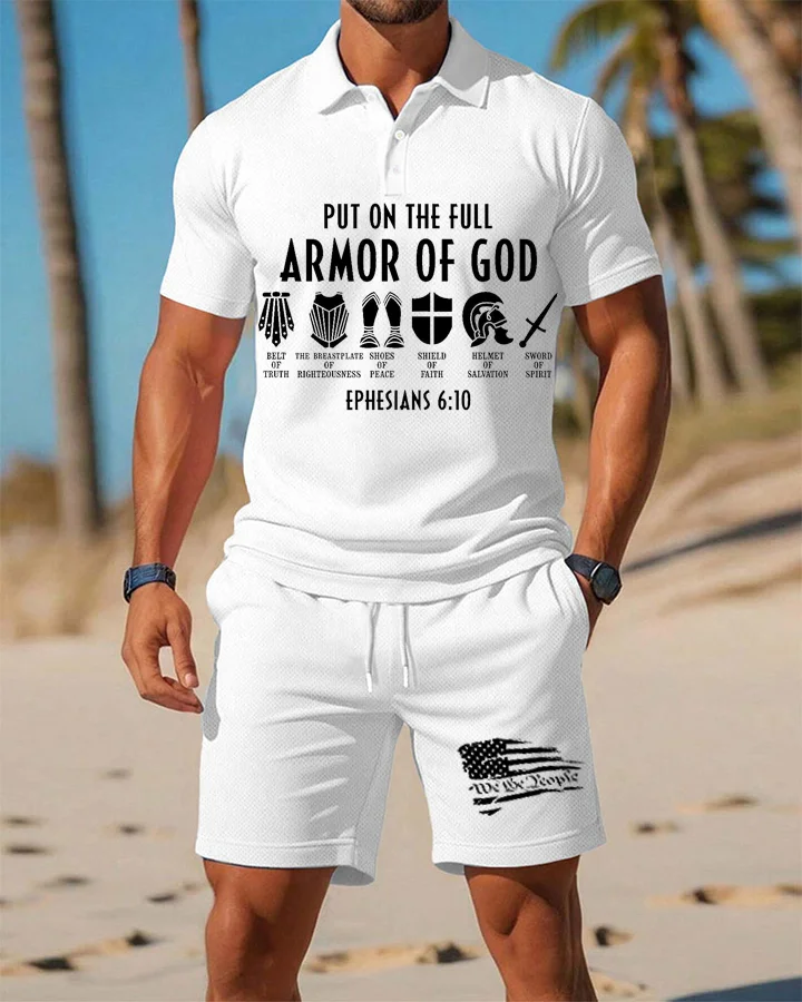 PUT ON THE FULL ARMOR OF GOD Fashion Printed POLO Shirt Set