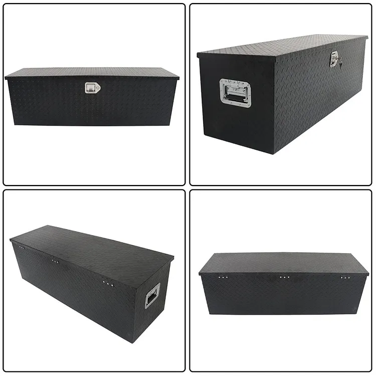 Silscvtt 49 Inch Heavy Duty Aluminum Diamond Plate Truck Tool Box Waterproof Storage Truck Bed Tool Box with Lock and Keys Black