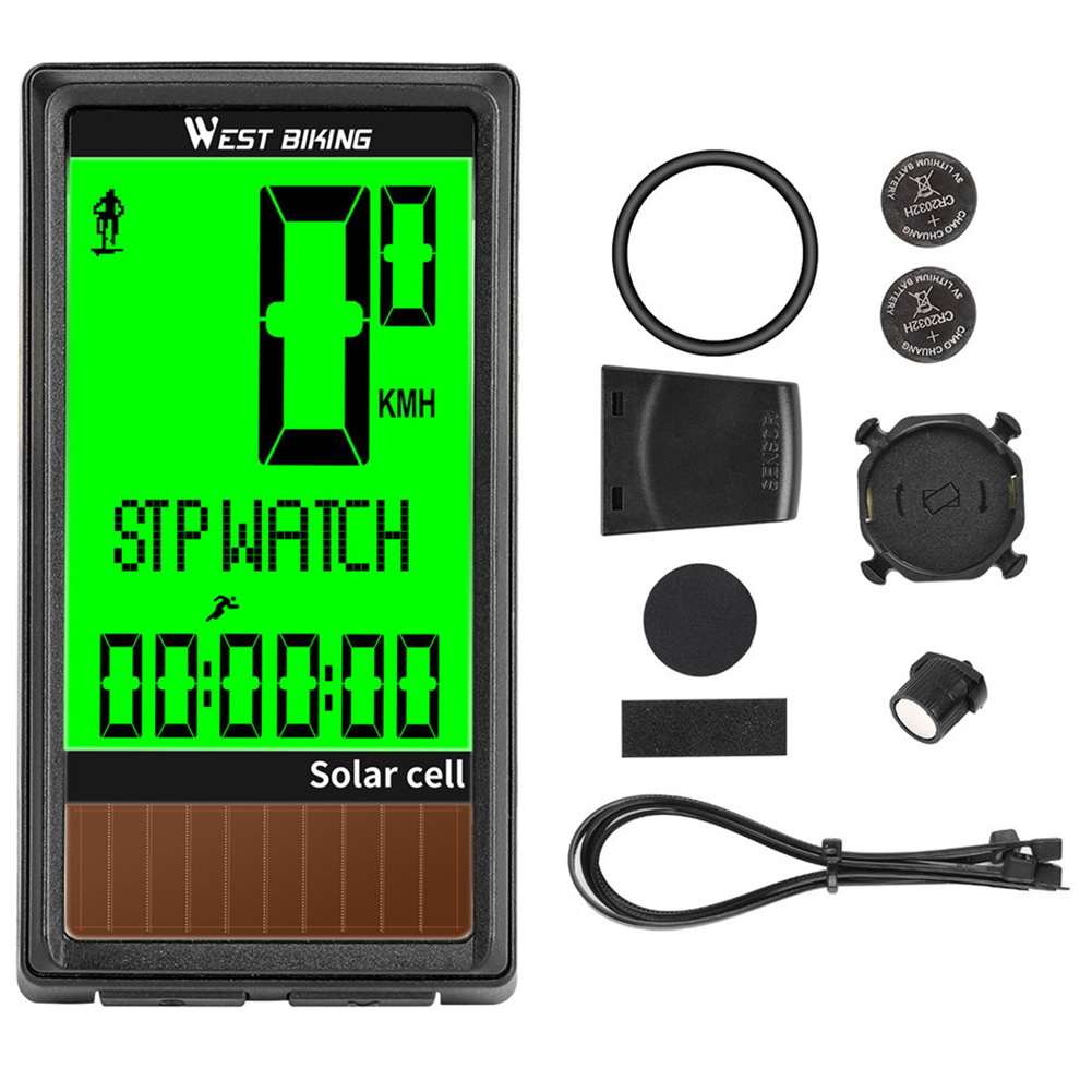 

WEST BIKING Solar Wireless MTB Bike Waterproof Computer Digital Stopwatch, 501 Original