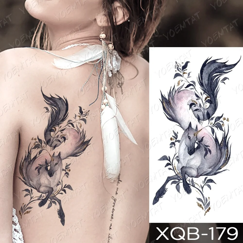 Waterproof Temporary Tattoo Sticker Butterfly Lily Fairy Bird Tattoos Mermaid Girl Body Art Arm Fake Sleeve Tatoo Women Men
