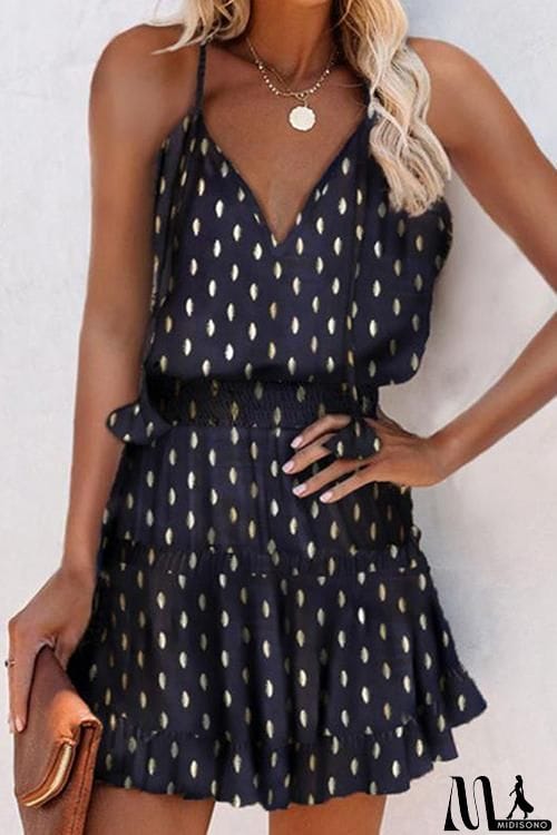 MidiSono - Print V Neck Slip Mini Dress
