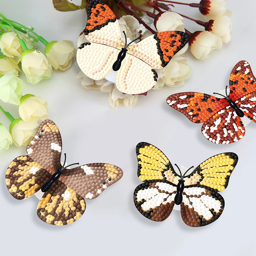 6Pcs Butterfly DIY Diamond Painting Decorative Stickers Set with Light