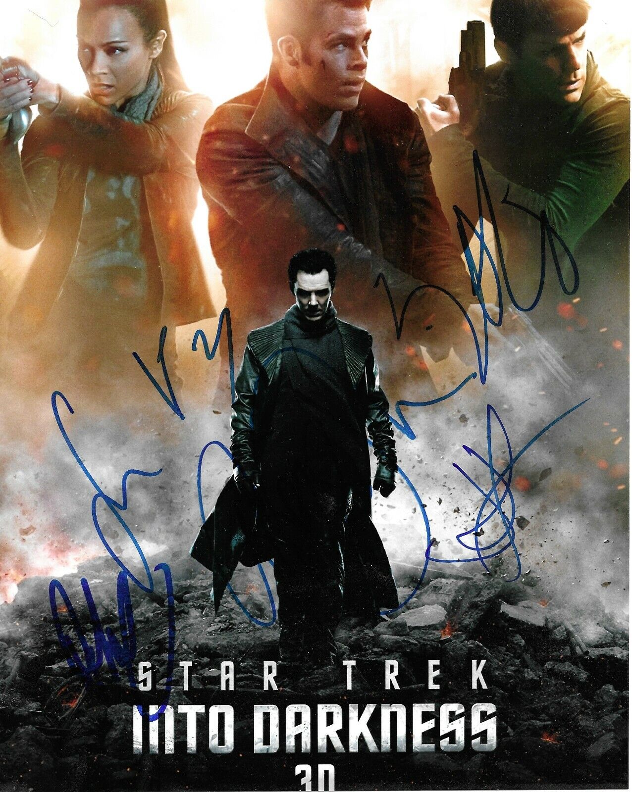 Chris Pine, Zachary Quinto, Simon Pegg, JJ Abrams, Damon Lindelof - signed Photo Poster painting