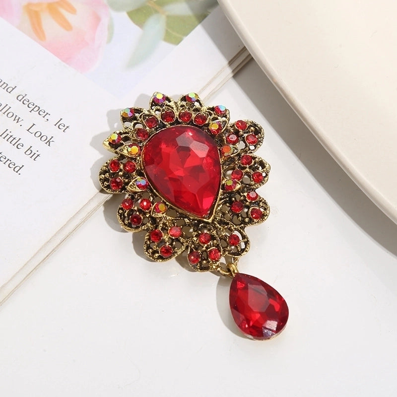 Fashion Pin Water Droplets Alloy Inlay Artificial Gemstones Women’S Brooches