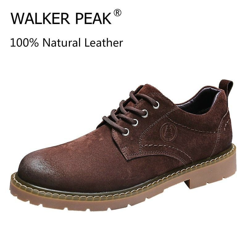100% Genuine Leather Oxfords Shoes Men Cow Leather Casual Shoes Male Outdoor High Quality Mens Flats Lace-Up Footwear Walkerpeak
