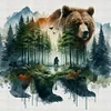 Watercolor Forest Bear-11CT Stamped Cross Stitch 50*50cm/19.69*19.69in