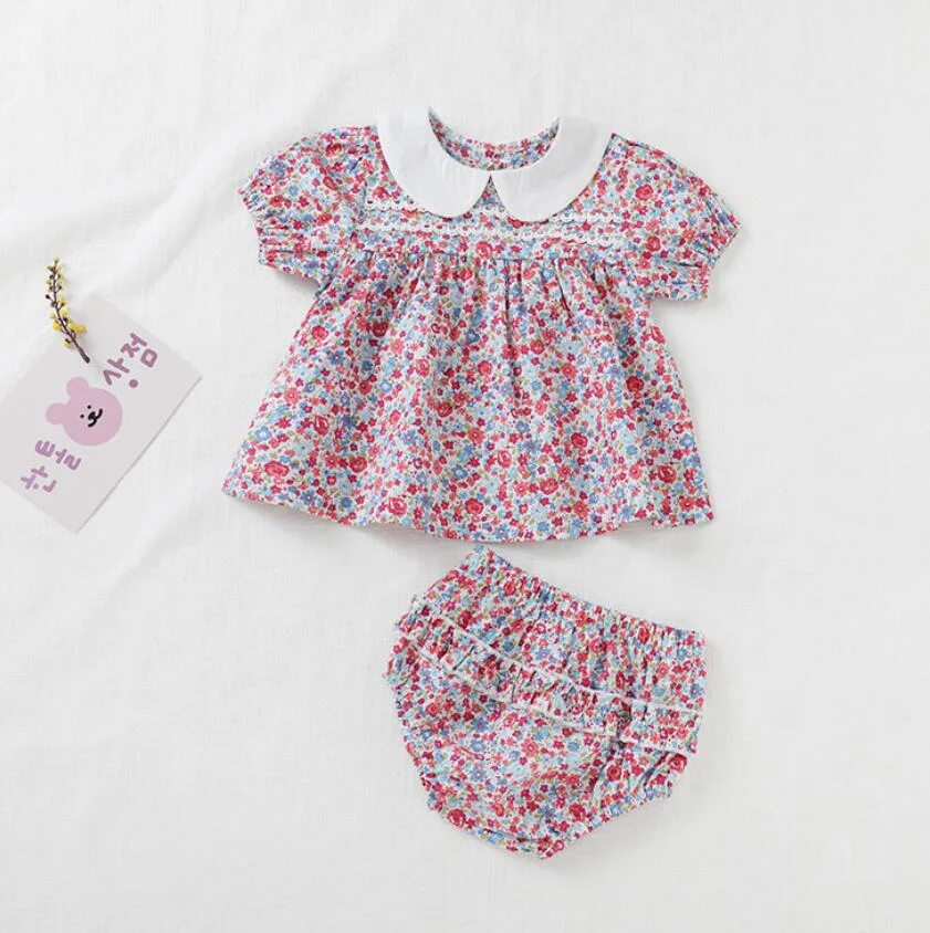Baby Girls Clothes Set 2021 New Flower T-shirt+PP Shorts Summer Newborn Baby Girls Clothes Infant Baby Girls Clothing Suit