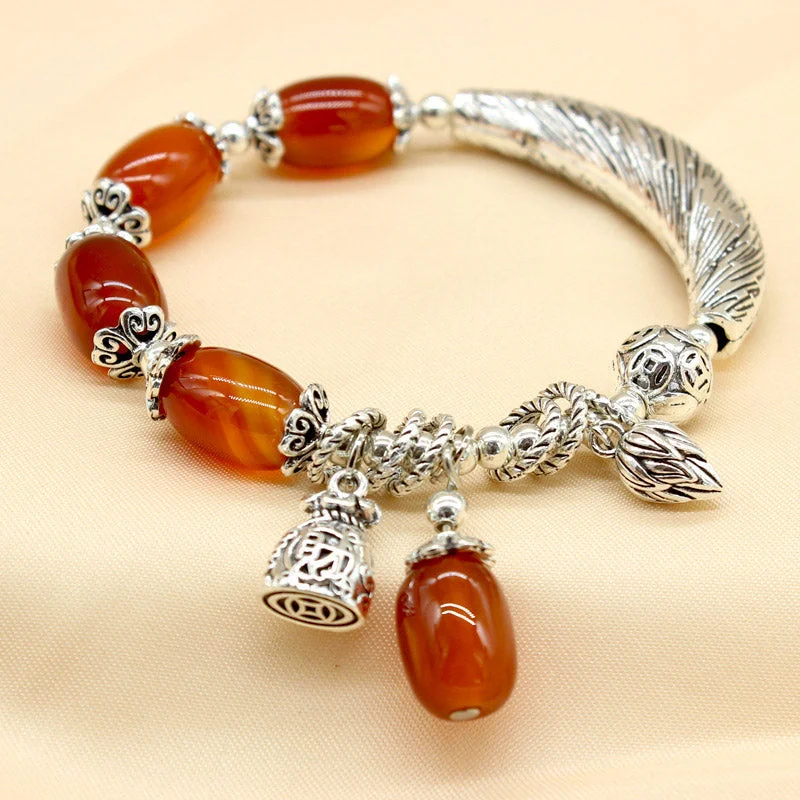 Red Agate Green Agate Tibetan Fortune Bracelet