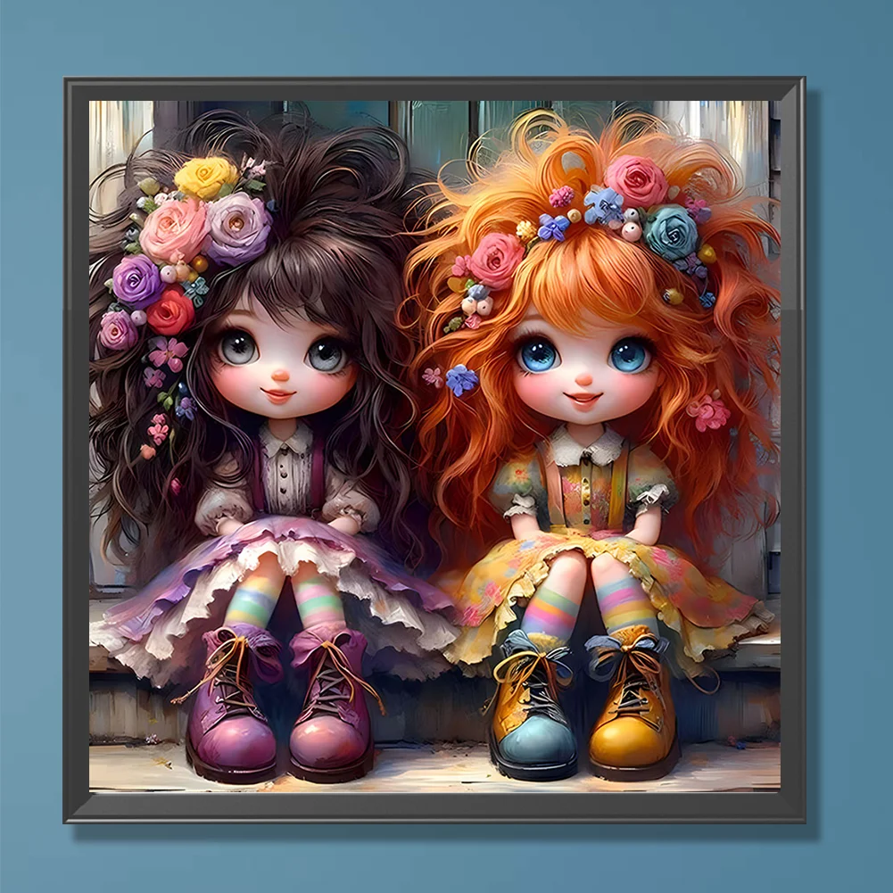 Full Round Diamond Painting 30*30cm - Curly Hair Girl