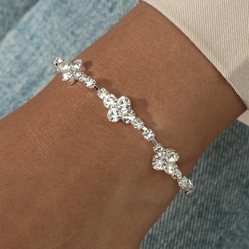 Simple Four-leaf Clover Rhinestone Titanium Steel Bracelet