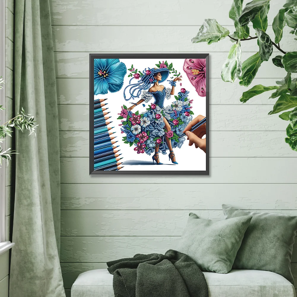Diamond Painting - Partial Special Shaped Drill - Elegant Lady(Canvas|30*30cm)
