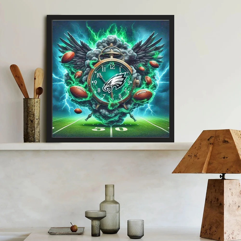 Diamond Painting - Full Round Drill - Philadelphia Team Clock(Canvas|40*40cm)