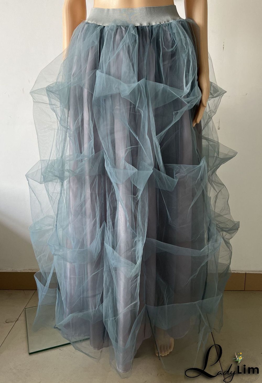 High Waist Elastic Casual Mesh Puffed Women's Skirt tutu Lady Tulle Skirt