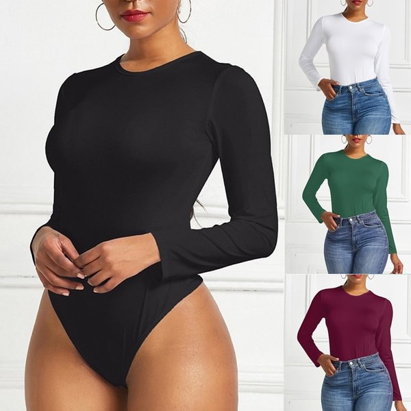 Long Sleeve Black Bodysuit O Neck Casual Spring Winter White Body Top Sexy Women Bodysuits Streetwear - Life is Beautiful for You - SheChoic