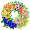 5D DIY Dot Drill Diamond Painting Flower Wreath Kit with Chain Art Pendant Kit
