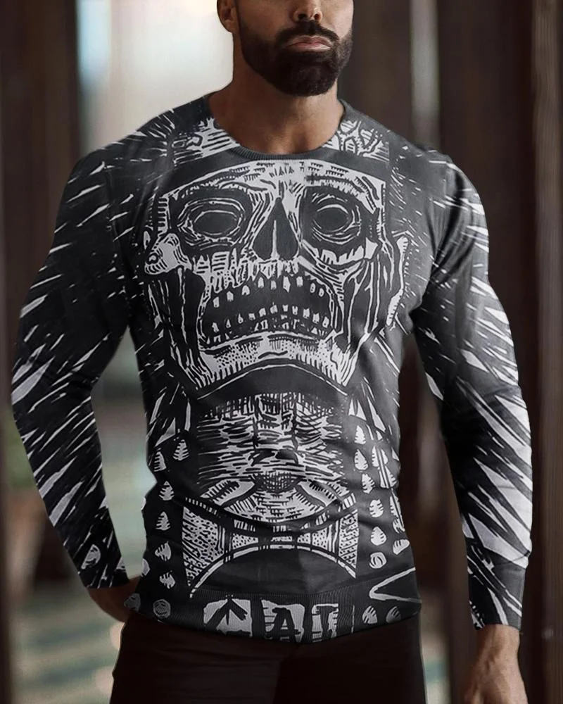 Men's Casual Cartoon Printed Long Sleeves