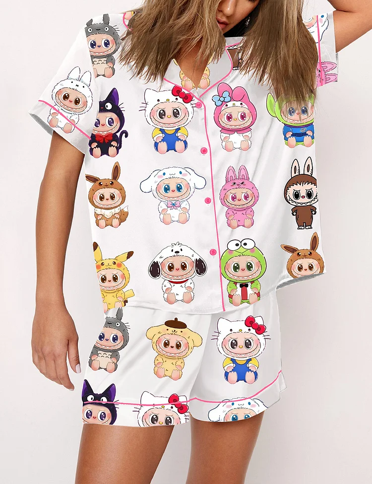 Women's Cute Labubu Art Print Pajama Set