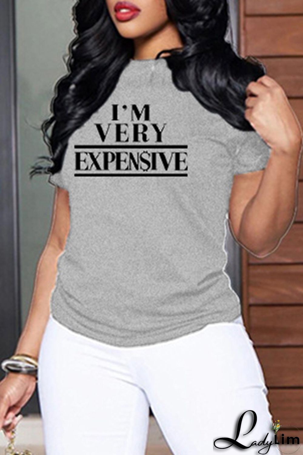 Blue Fashion Casual Letter Print Basic O Neck T-Shirts