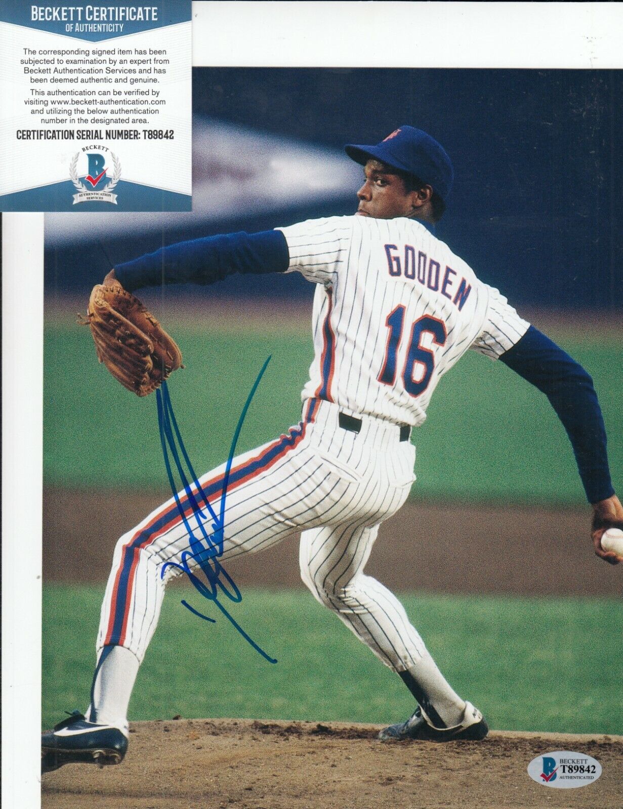 DWIGHT DOC GOODEN signed (NEW YORK METS) Baseball 8X10 Photo Poster painting BECKETT BAS T89842