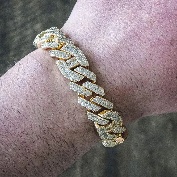 15MM Cuban Link Bracelet Cubic Zirconia Iced Out Jewelry-VESSFUL