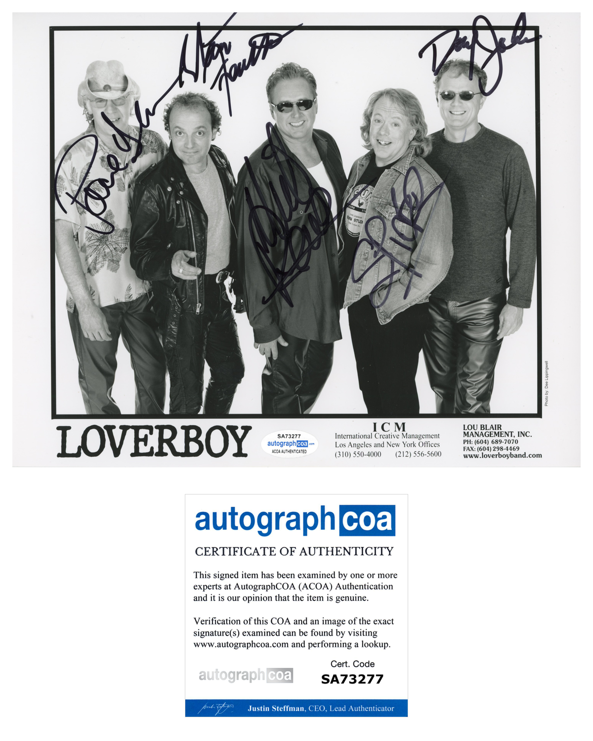 Loverboy Promo Fully Signed ACOA Signed Autograph 8 x 10 Photo Poster painting