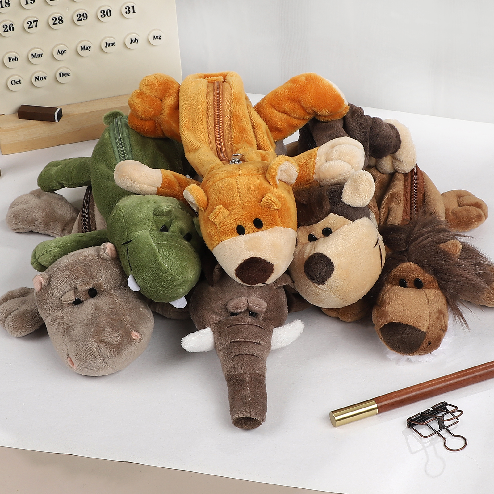 필통 - 귀여운 작은 동물 모양 봉제 수납 가방