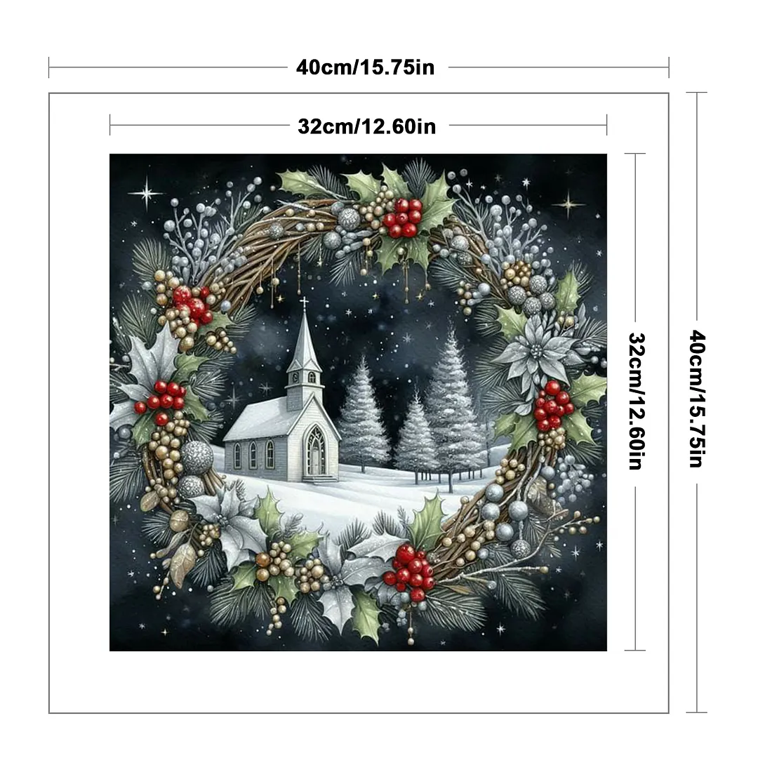 Green Xmas Scenery Full 14CT DIY Counted Cross Stitch Art Crafts Kits 40x40cm