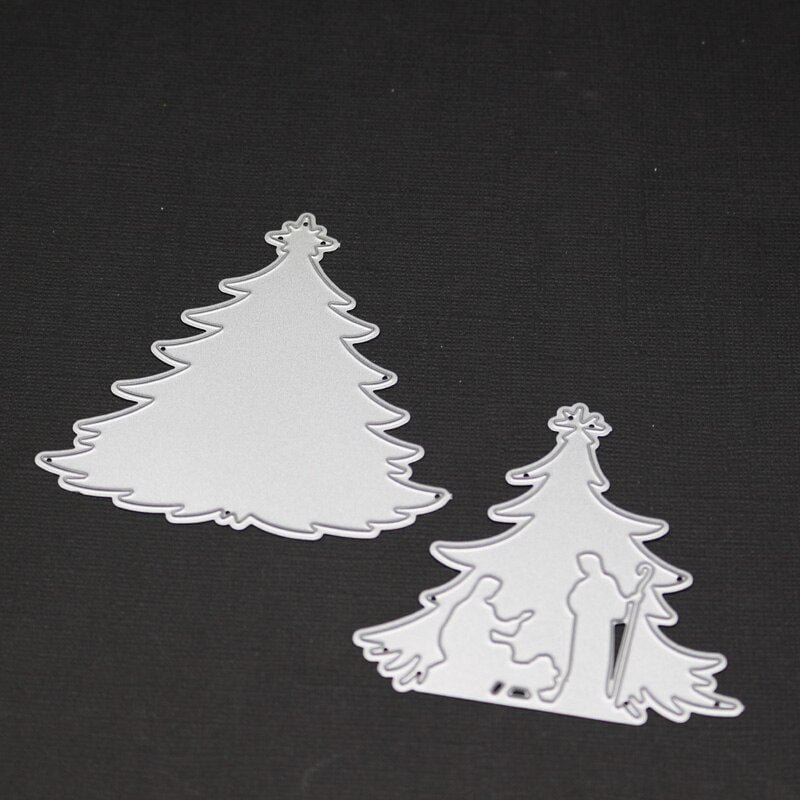 2Pcs Christmas Trees Metal Cutting Dies Xmas Stencil for Scrapbooking Die Cuts Stamping Cutting Embossing Template Craft Dies