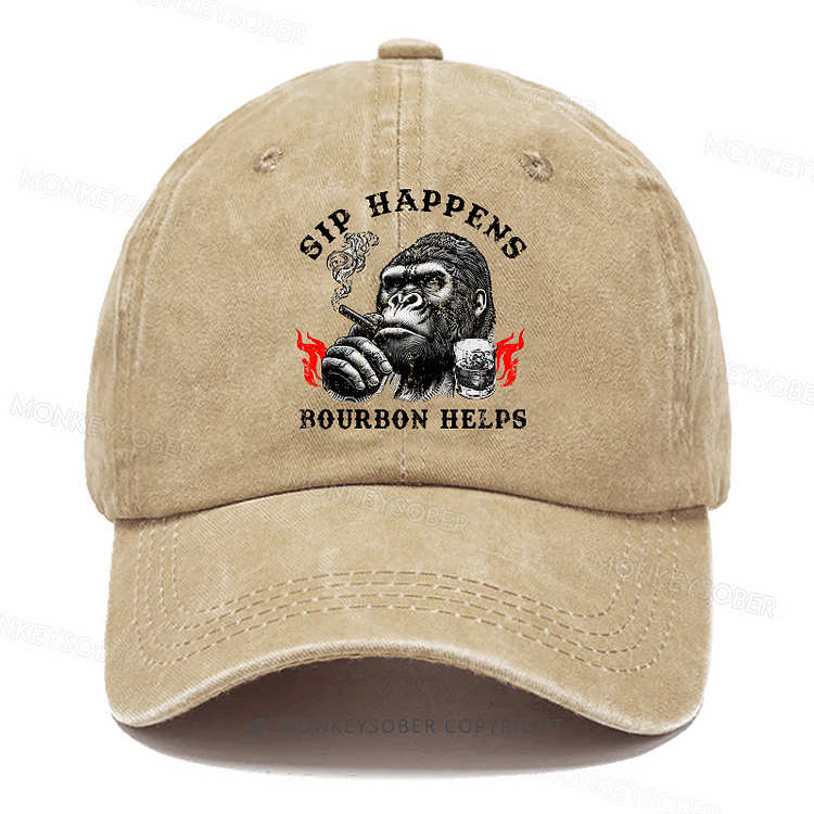 Sip Happens, Bourbon Helps Washed Baseball Caps