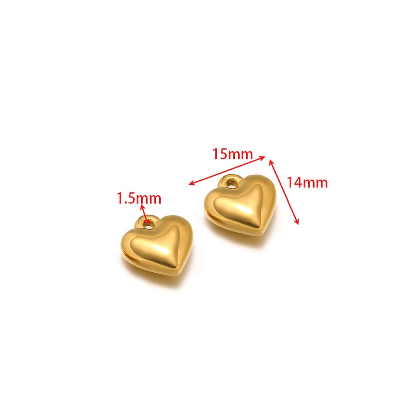 5 PCS/Package 14*17mm 304 Stainless Steel Heart Shape Pendant Jewelry Accessories